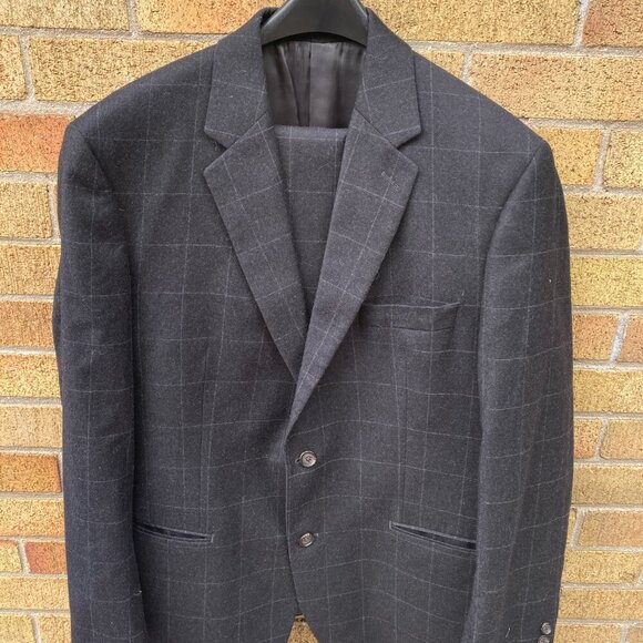 Vintage 90s Cashmere Wool Lauren Ralph Lauren Striped Suit Jacket 42R Pants 36R - Picture 5 of 16